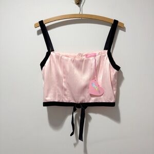 Dolls Kill Sugar Thrillz Sweet Kiss Satin Crop Top Size Medium New NWT Velvet